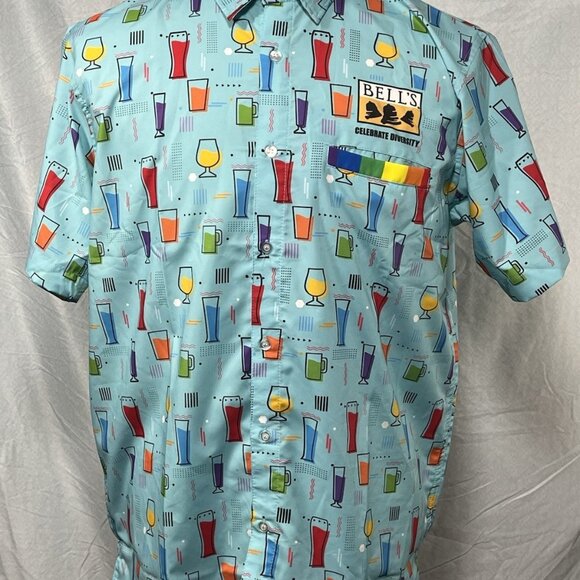 Bells Brewery Other - Bell’s Brewery Button Up Shirt Men Large Craft Beer Glass Print